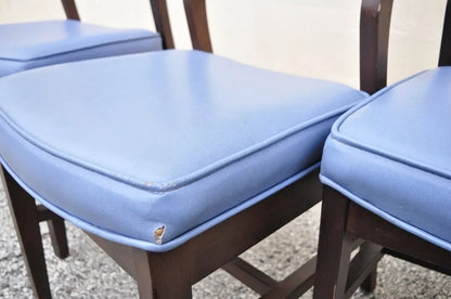 Vintage Mid Century Modern Jens Risom Style Blue Sculpted Dining Chair -Set of 6