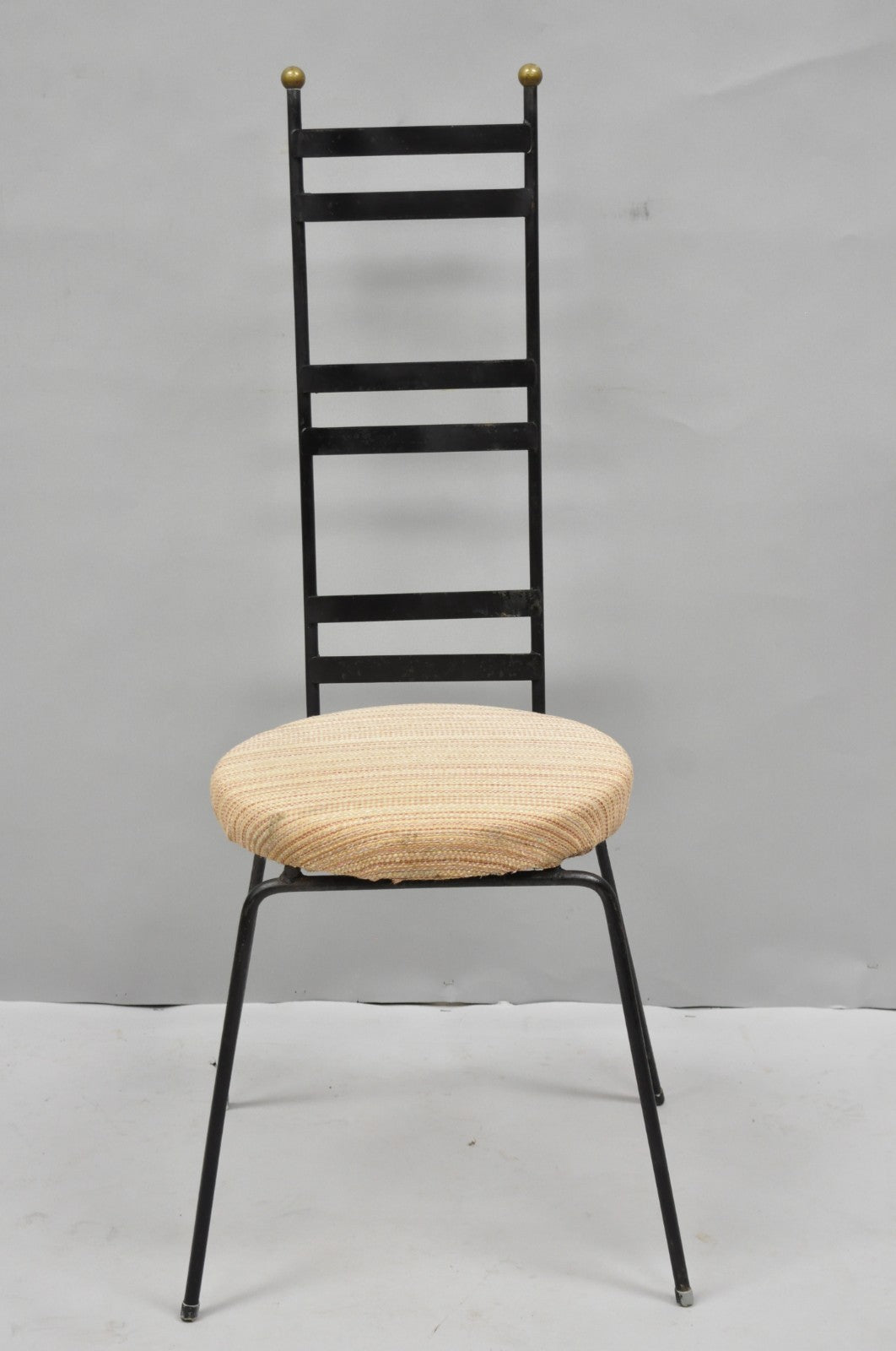 Vintage Arthur Umanoff Wrought Iron Ladder Back MCM Dining Chairs - Set of 4
