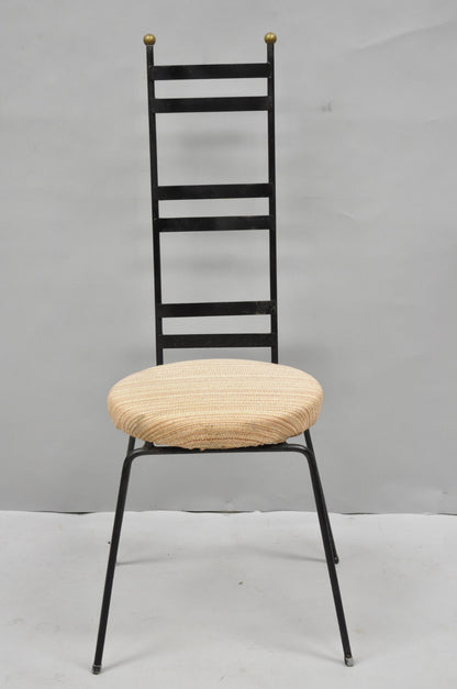 Vintage Arthur Umanoff Wrought Iron Ladder Back MCM Dining Chairs - Set of 4