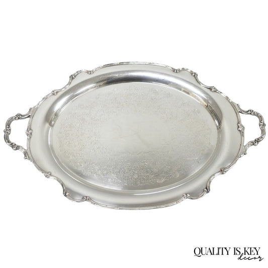 Vintage 1847 Rogers Bros "Reflection" Silver Plated Oval Serving Platter Tray