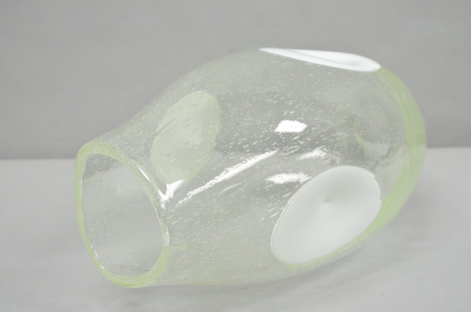 Vintage Mid Century Italian Modern Pulegoso Bubble Glass White Dimple 14" Vase