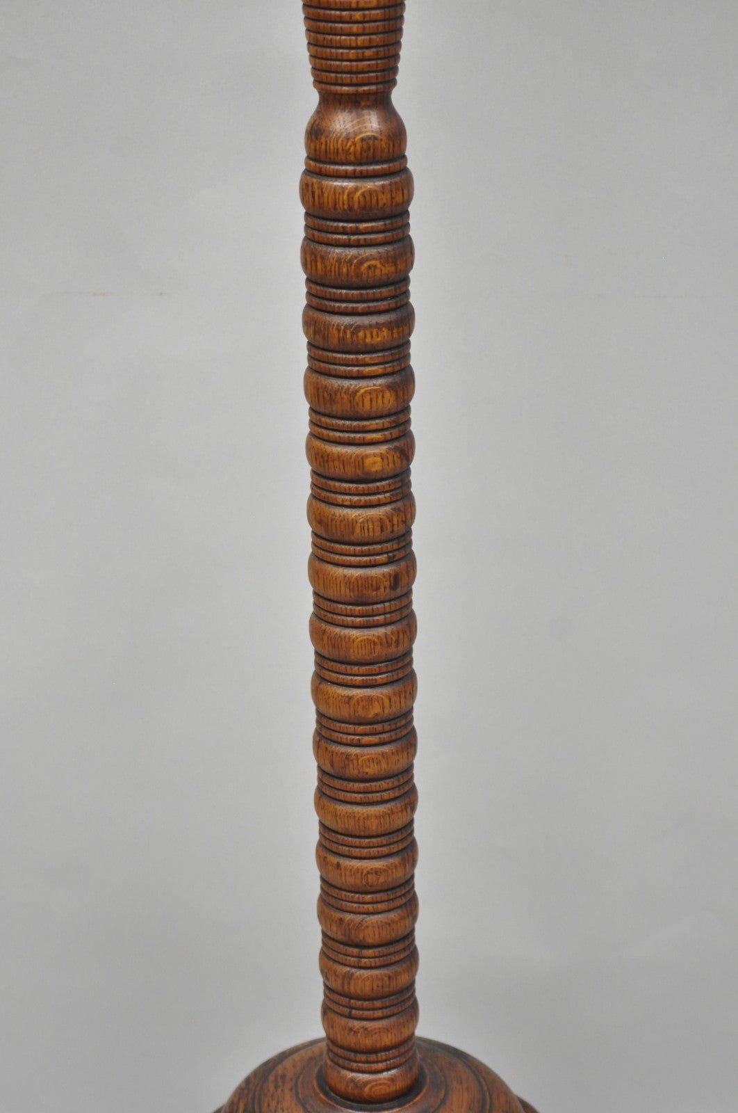 Antique Arts & Crafts Mission Oak Wood Carved Hoof Foot Standing Coat Rack Tree