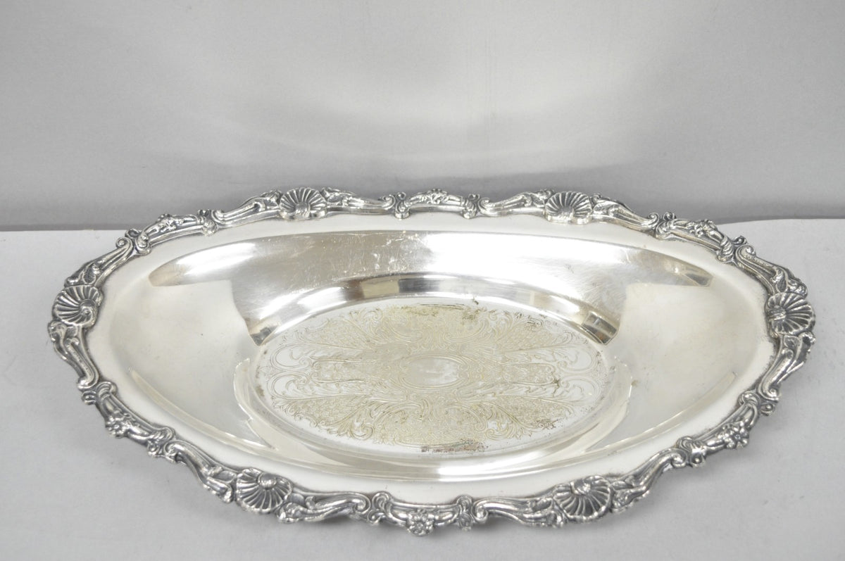 Vintage Victorian Style Silver Plated Oval 13.5" Trinket Serving Dish (D)