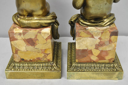 Antique French Louis XV Bronze Putti Children "Arts & Literature" Figures - Pair