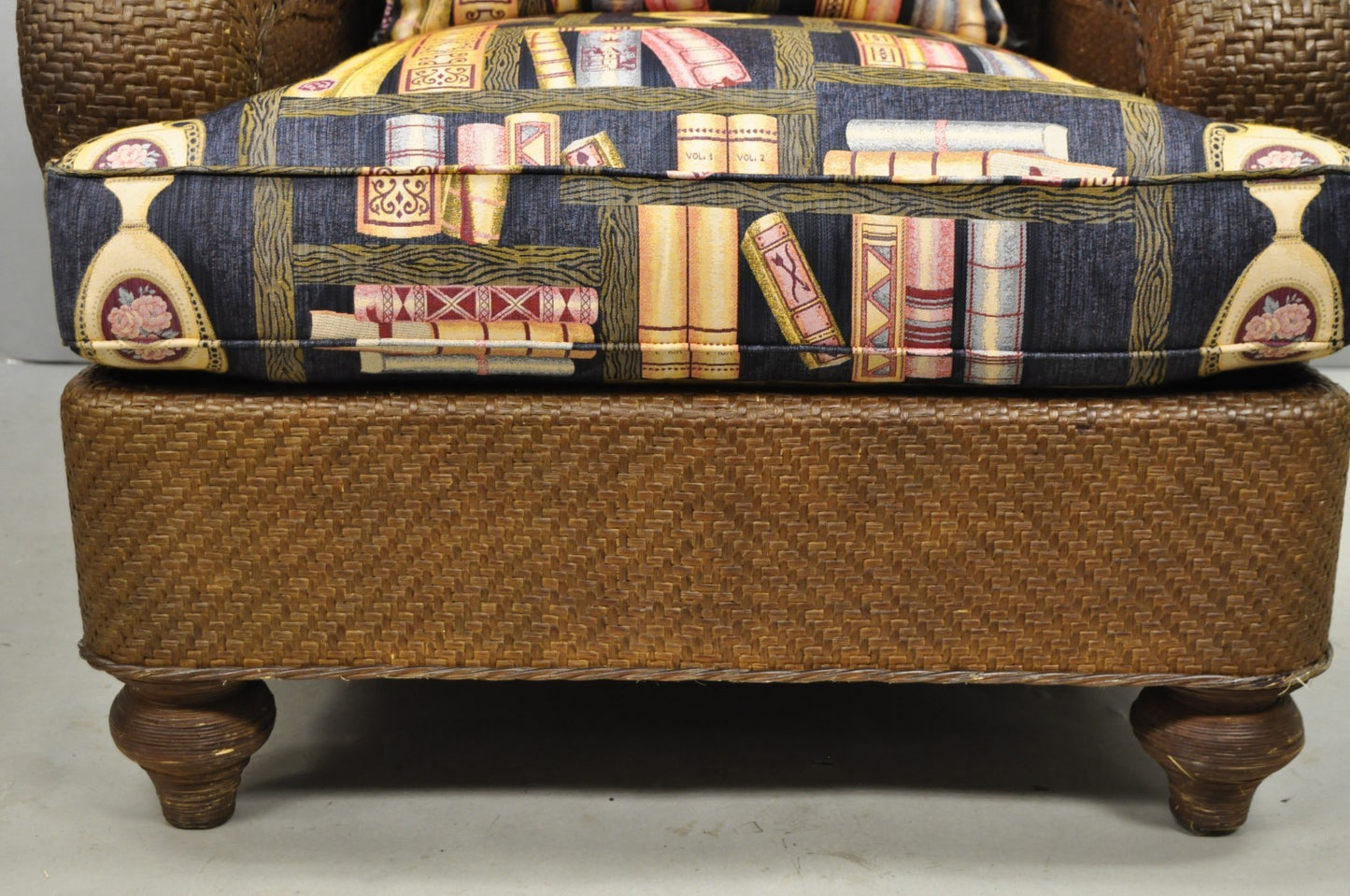 Mark Hampton Collection Hickory Chair Wicker Rattan Lounge Club Chair & Ottoman