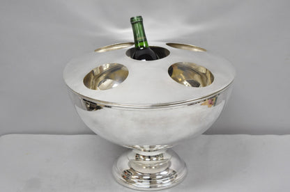 Vintage Modern Pedestal Base Silver Plated 5 Bottle Champagne Chiller Ice Bucket