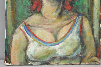 Vintage Samuel Heller "Woman w/ Red Hair" Oil on Canvas Portrait Painting Signed