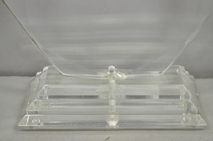 Vintage Mid Century Modern Faceted Hexagon Diamond Clear Lucite Table Lamp