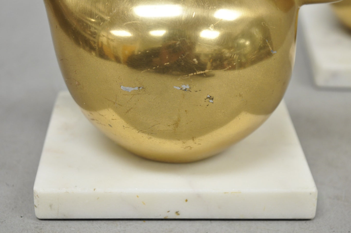 Modern Gold Marble Pheasant Quail Bird Dove Brass Modernist Sculpture - a Pair