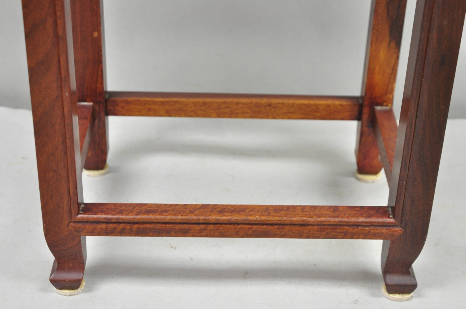 Vintage Chinese Hardwood Small Pedestal Plant Stand Side Table