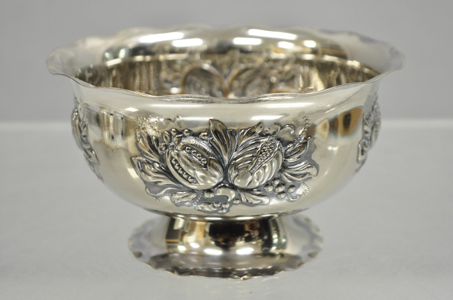 Antique Primans Sweden Silver Plated Repousse Nut Candy Small Bowl Dish