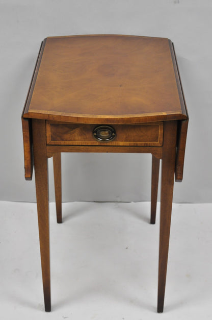 Vintage Baker Hepplewhite Style Mahogany Pembroke Dropleaf Lamp Side Table