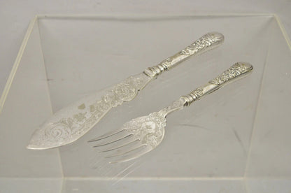 William Hutton & Sons English Victorian Silver Plated Fish Service Cutlery Set