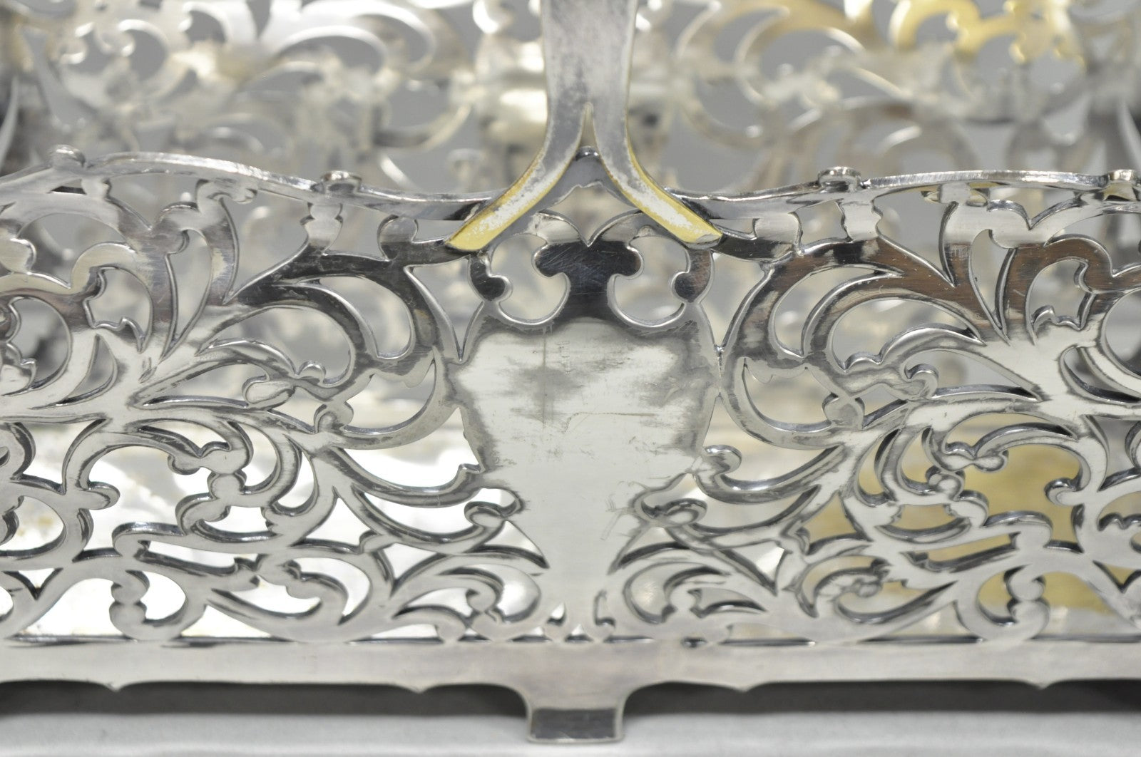 Antique Victorian Silver Plated Reticulated Scrollwork Bread Basket by Forbes