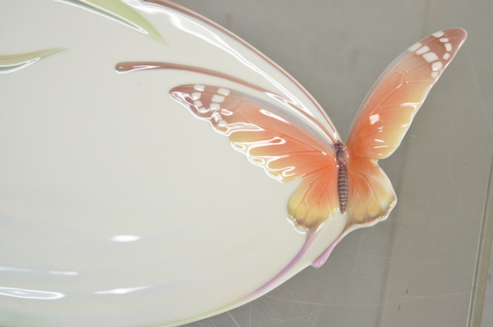 Franz Collection Papillon Butterfly Porcelain Ornamental Platter Handled Tray