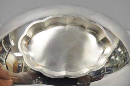 Vintage Poole 811 Modern Silver Plated Scalloped Footed Oval Serving Fruit Bowl