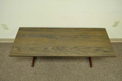 Vintage Mid Century Danish Modern Teak and Laminate Rectangular Coffee Table