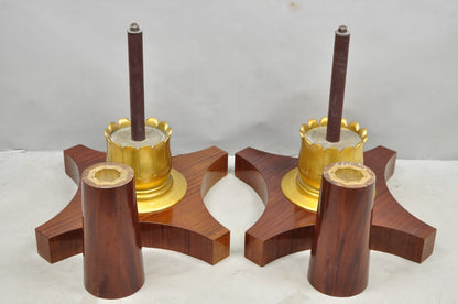Vintage French Regency Style Mahogany & Gold Gilt Plume Table Pedestal Base (A)