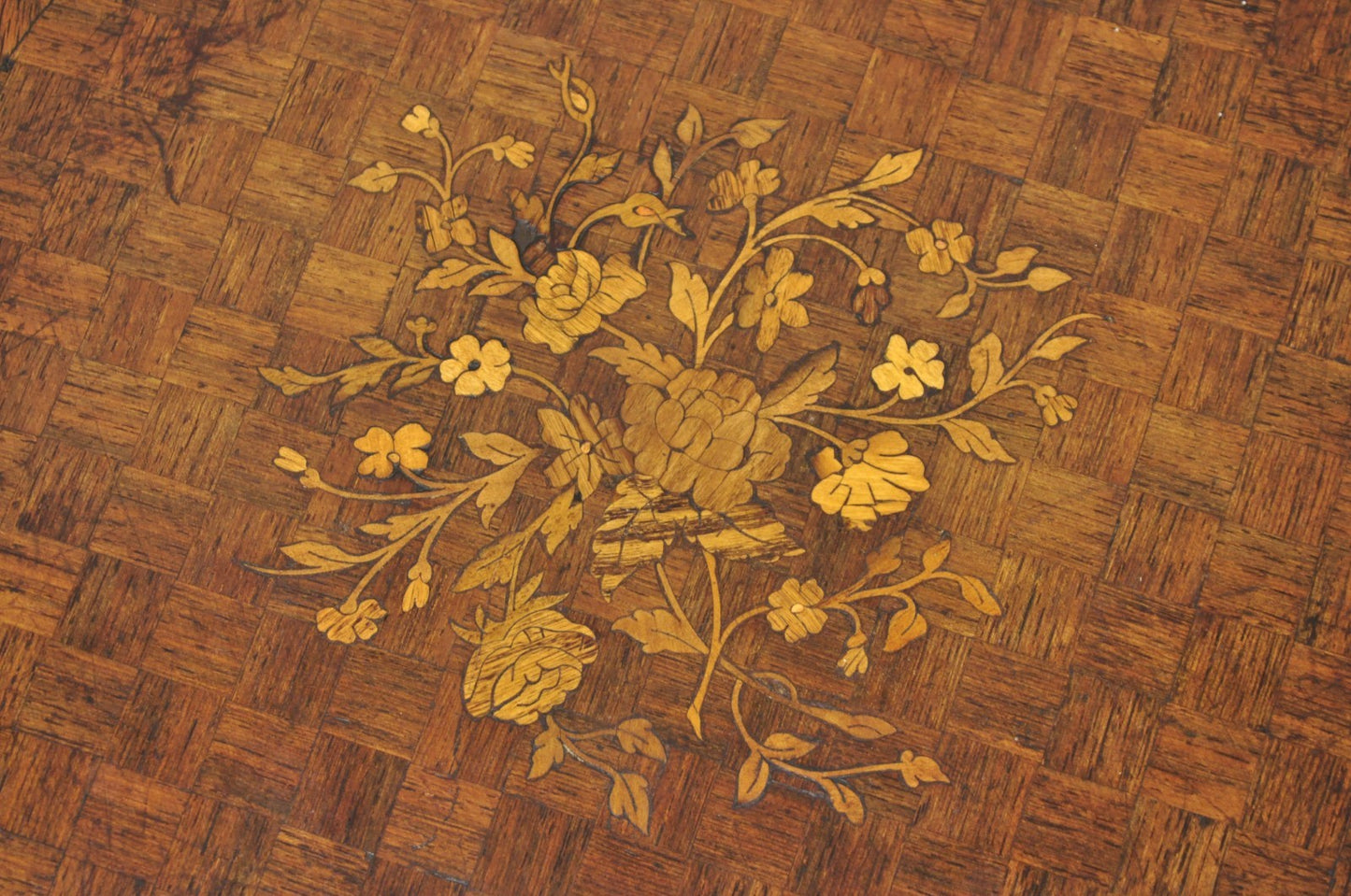 Antique French Louis XV Style Marquetry Inlay Bronze Ormolu Rosewood Side Table
