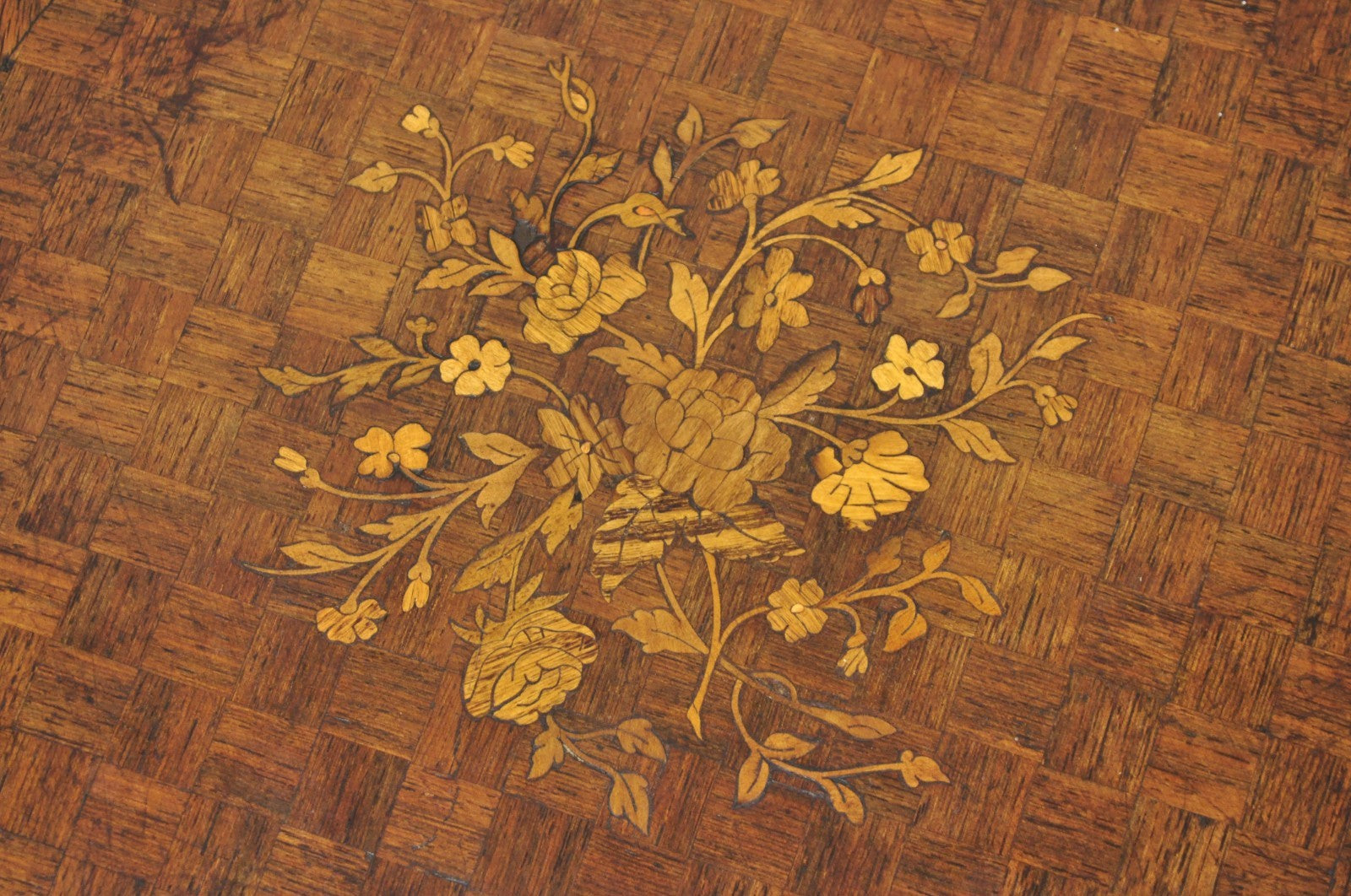 Antique French Louis XV Style Marquetry Inlay Bronze Ormolu Rosewood Side Table