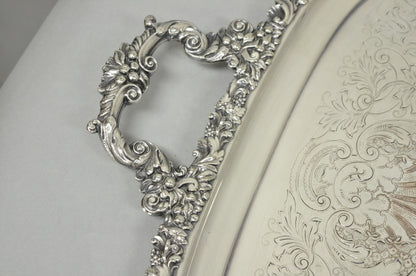 Antique Barker Ellis Victorian Silver Plated Serving Platter Bar Tray Engraved
