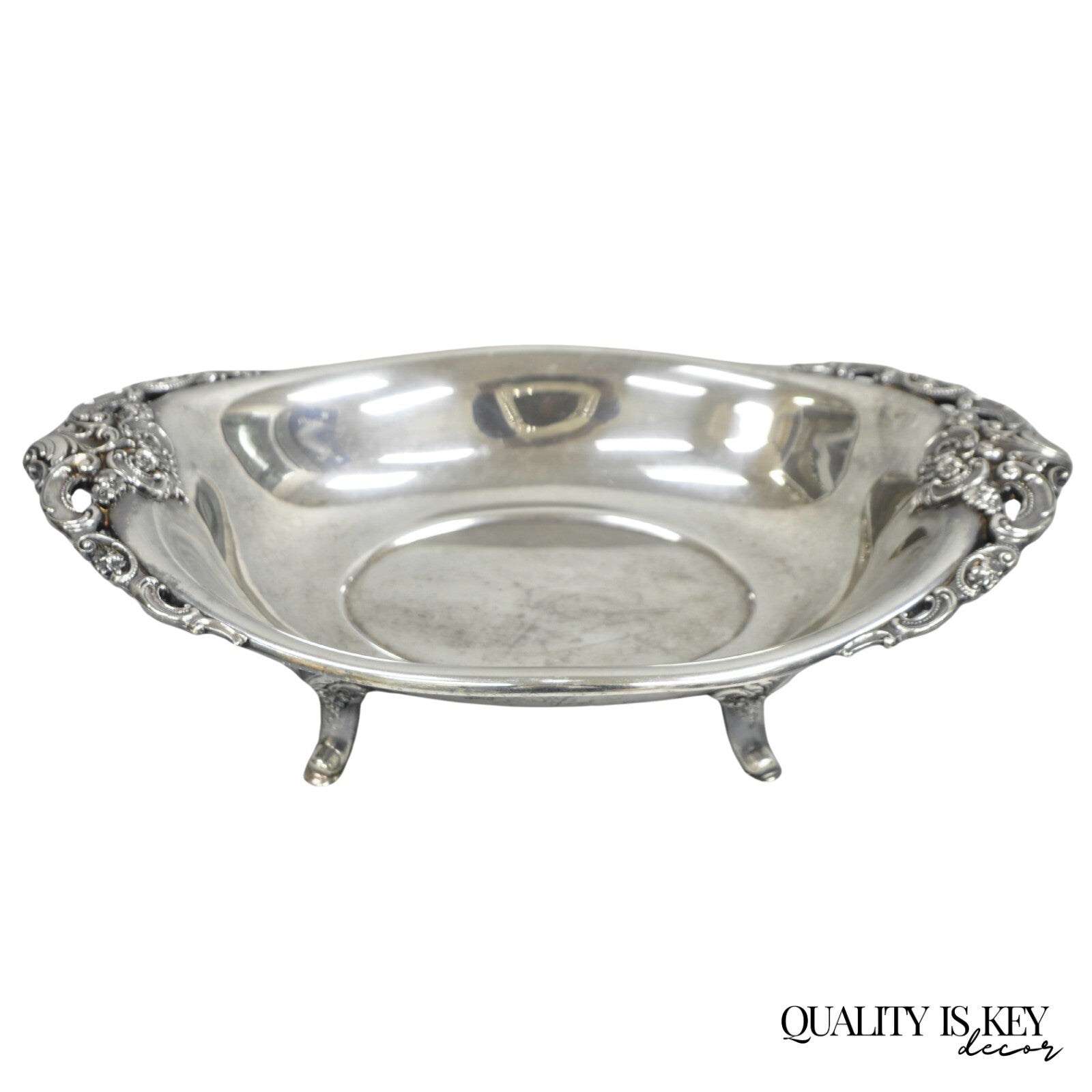 Vintage Baroque by Wallace Victorian Silver Plated Footed Centerpiece Fruit Bowl