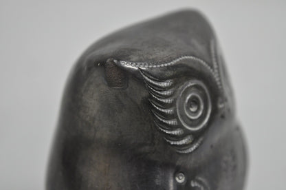 Dona Rosa Barro Negro Black Pottery 4" Carved Owl Figurine Mid Century Modern