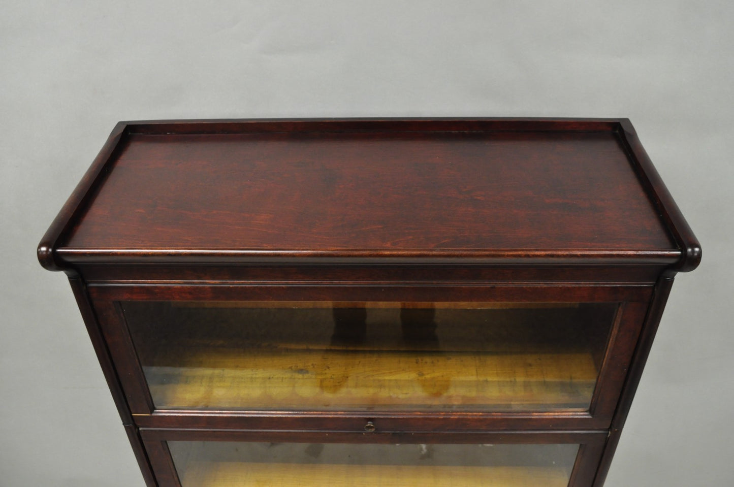 Antique Mahogany 4 Section Barrister Bookcase Glass Door Stacking Lawyer Cabinet