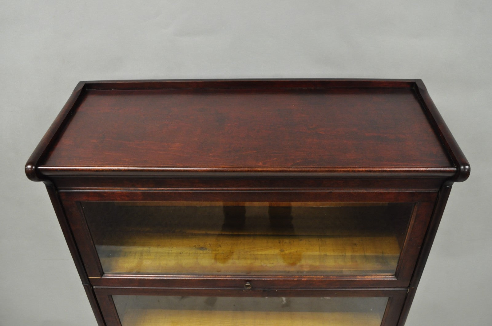 Antique Mahogany 4 Section Barrister Bookcase Glass Door Stacking Lawyer Cabinet