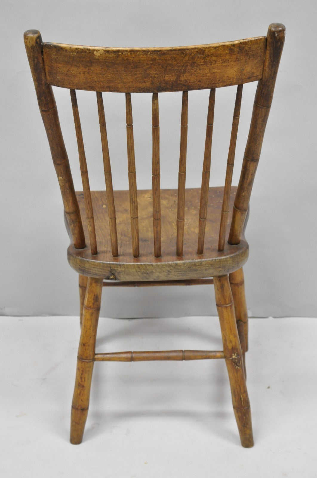 Antique Primitive Rustic French Farmhouse Wooden Faux Bamboo Side Chair