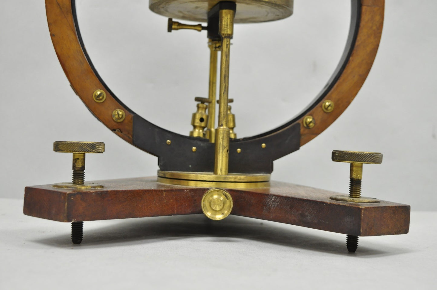 Antique Victorian Wood & Brass Tangent Galvanometer Lab Electrical Equipment