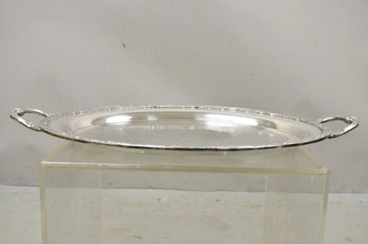 Antique Victorian Rose WM Rogers & Son Oval Silver Plated Serving Platter Tray