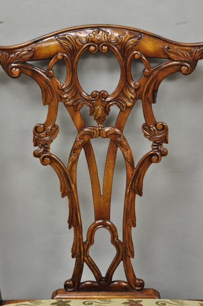 Chippendale Style Carved Mahogany Dining Side Chairs attr Theodore Alexander - 4
