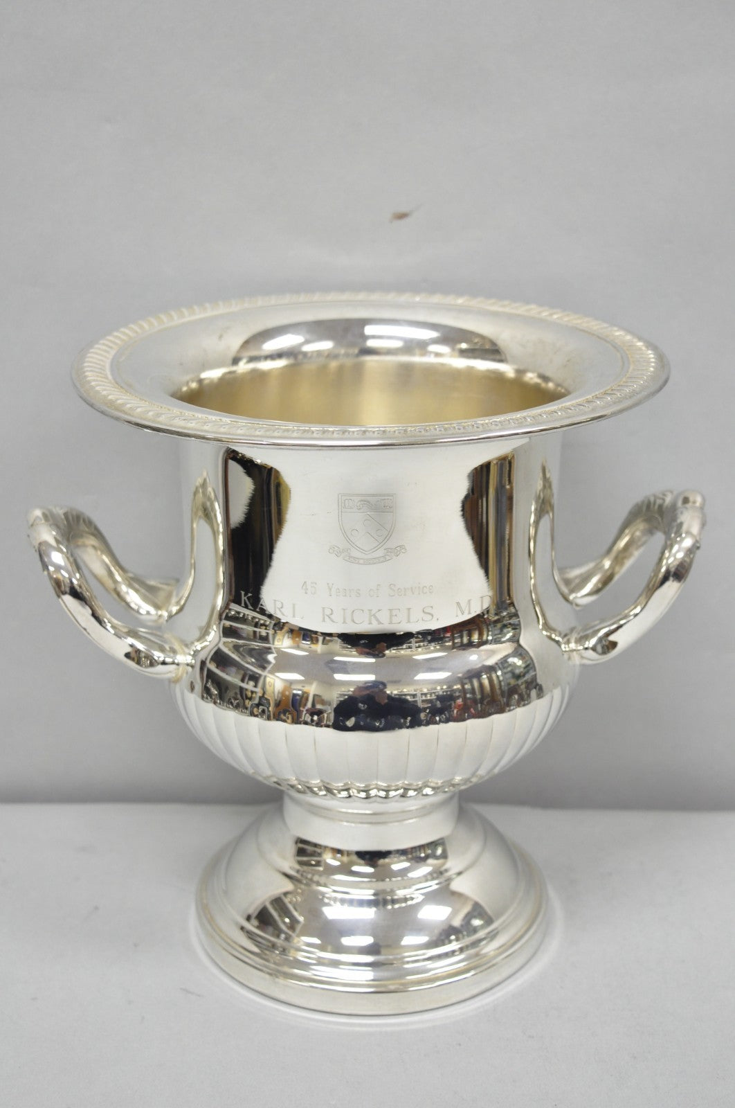 Vintage Silver Plated Trophy Cup Urn Champagne Chiller Ice Bucket Engraved