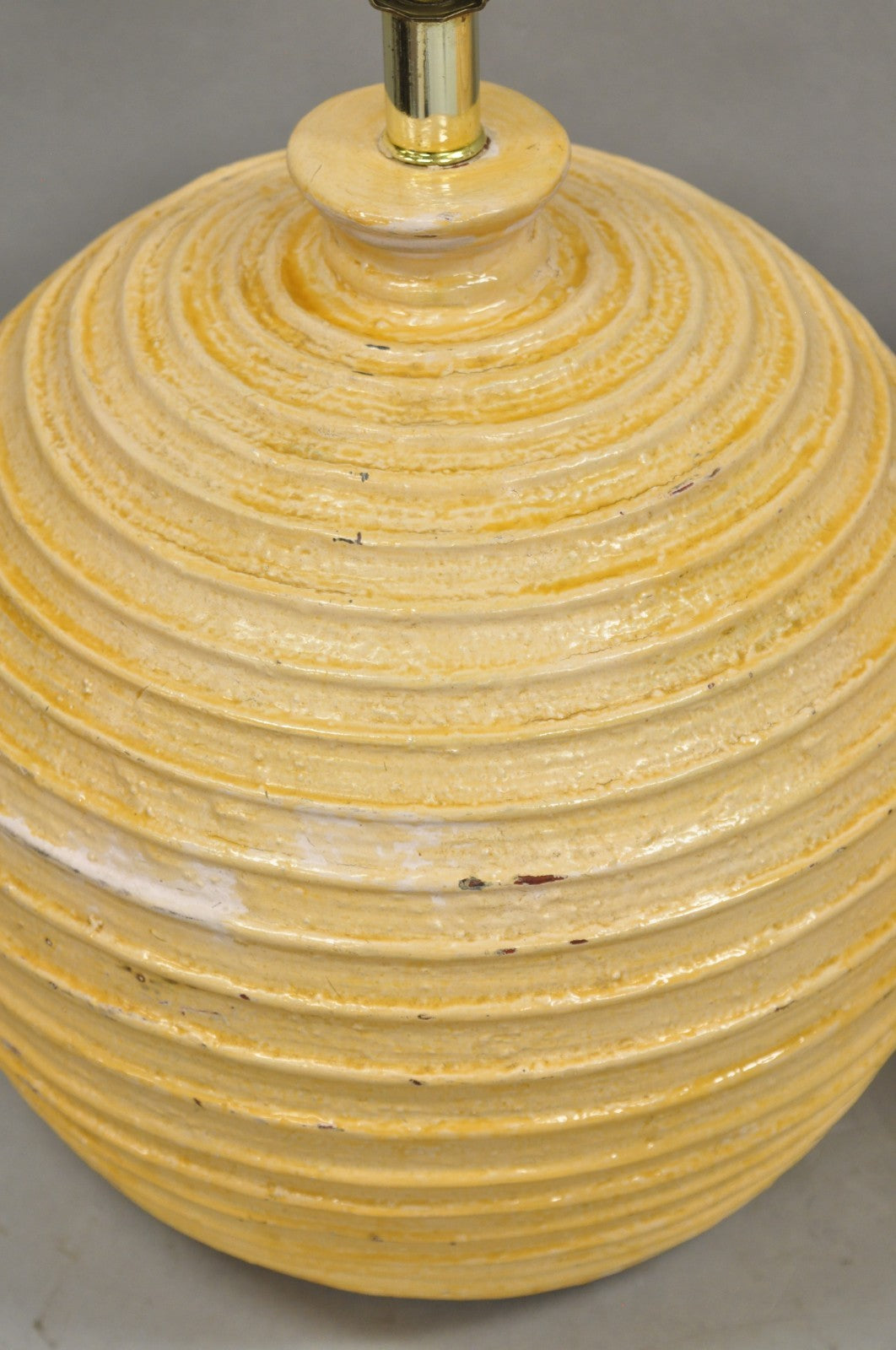 Vintage Mid Century Modern Lacquered Fiberglass Round Beehive Table Lamps - Pair