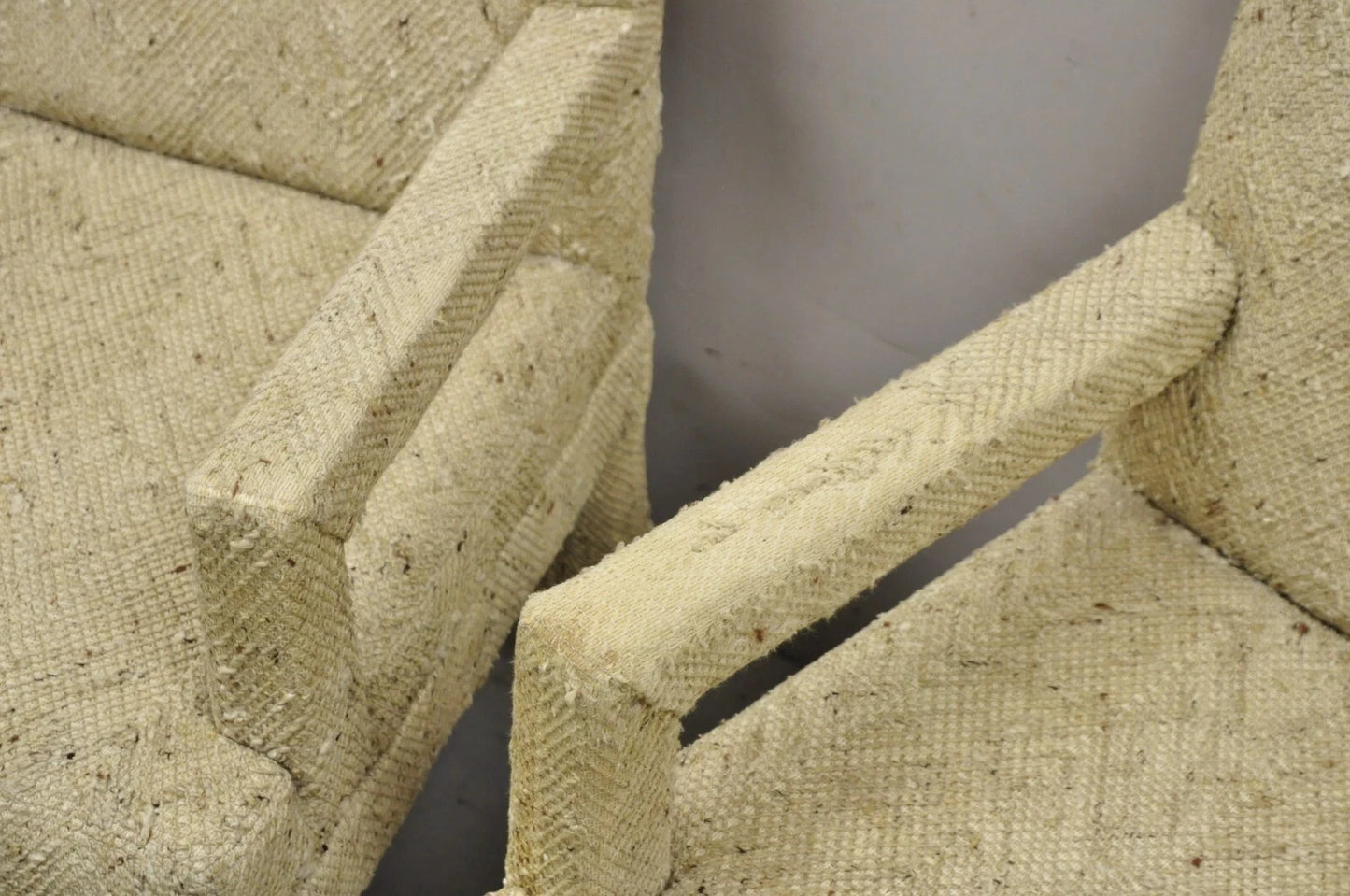 Vintage Bassett Mid Century Modern Upholstered Parson Style Lounge Chairs - Pair