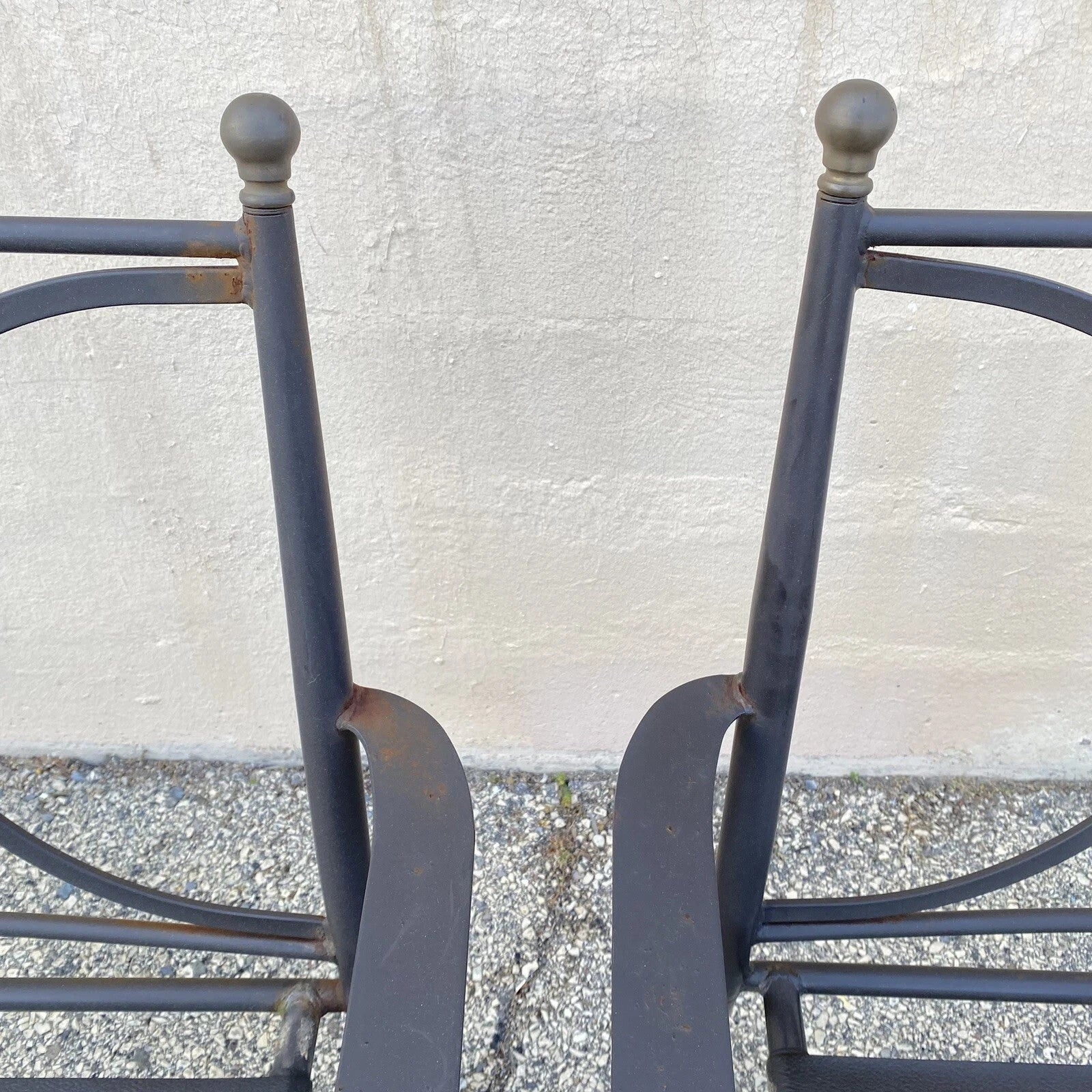 Neoclassical Regency Aluminum & Steel Metal Outdoor Patio Arm Chair - Set of 4