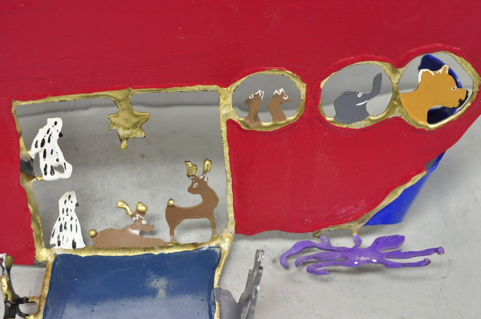 Modern Noah's Ark Cut Steel Judaica Art Hannukah Menorah Candelabra Sculpture