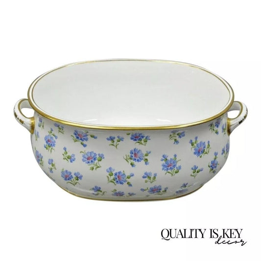 Antique English A.B. Daniell and Son Blue Flower  20" Porcelain Foot Bath Basin