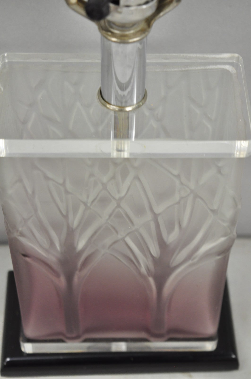 Mid Century Modern Acrylic Lucite Purple "Tree of Life" Small Cube Table Lamp