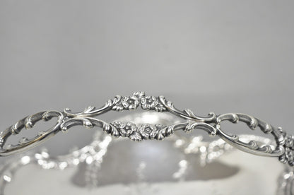 Antique Meriden Silver Plated Floral Repousse Pedestal Brides Wedding Basket