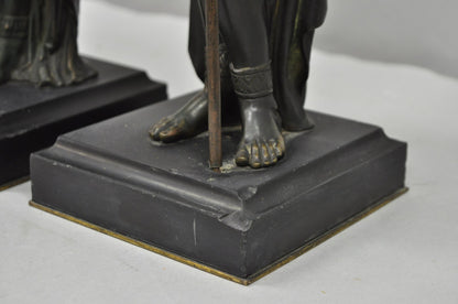 Egyptian Revival Bronze Priest & Priestess Figures after Émile Louis Picault