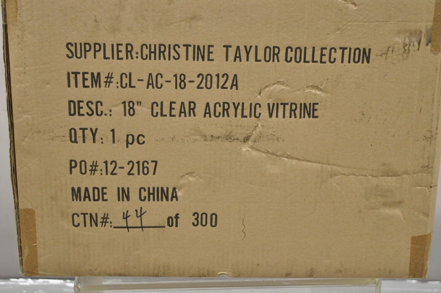 5 Sided 18" Clear Acrylic Lucite Vitrine Display Case Christine Taylor Coll.