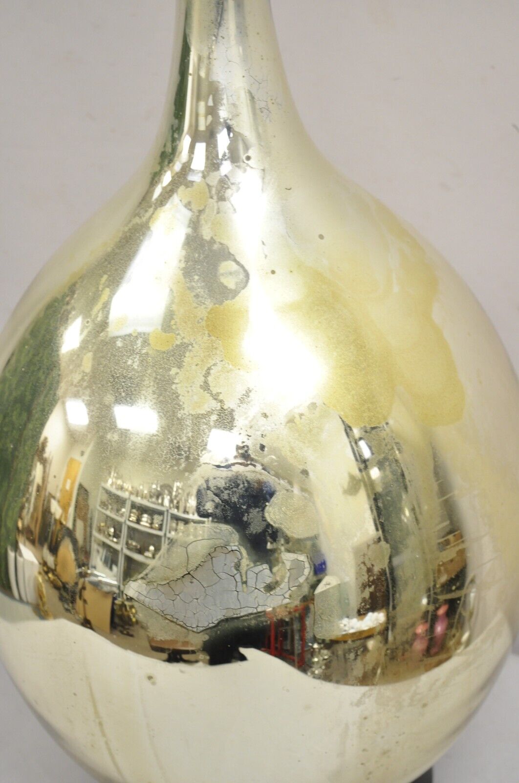 Vintage Mid Century Modern Large Spherical Bulbous Mercury Glass Table Lamp