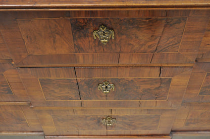 Antique Italian Biedermeier Burr Walnut 3 Drawer Commode Dresser Chest of Drawer