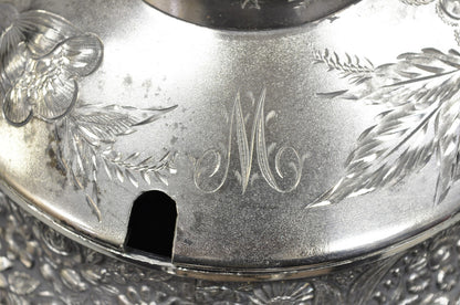 Antique Mead & Robbins Victorian Silver Plated Floral Repousse Fancy Soup Tureen