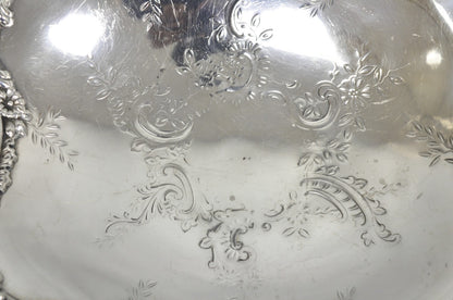 Antique Meriden Silver Plated Floral Repousse Pedestal Brides Wedding Basket