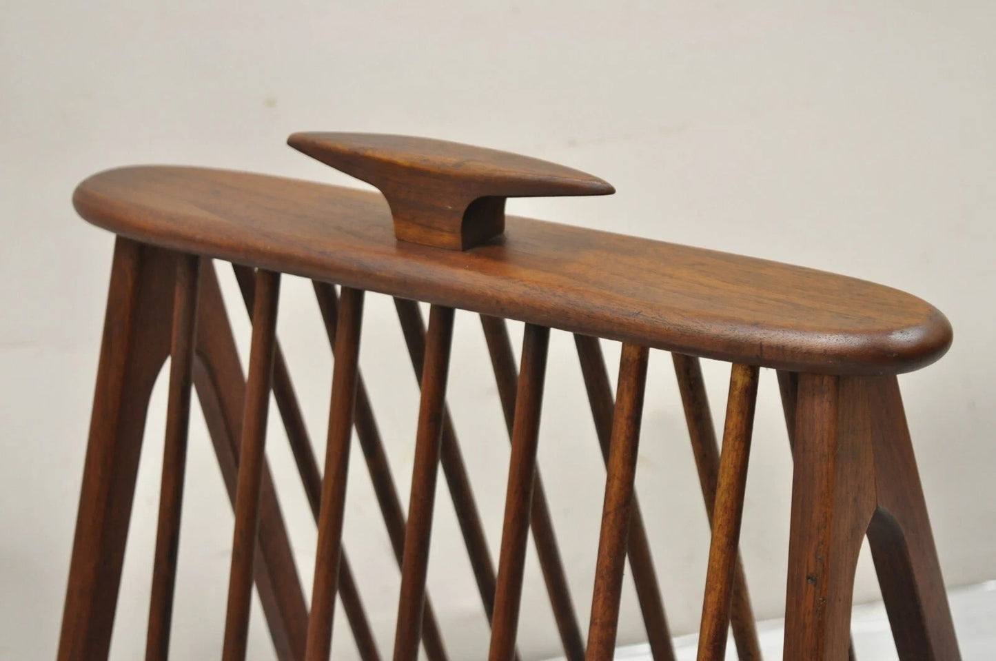 Arthur Umanoff Mid Century Danish Modern Teak Wood Compass Book & Magazine Rack
