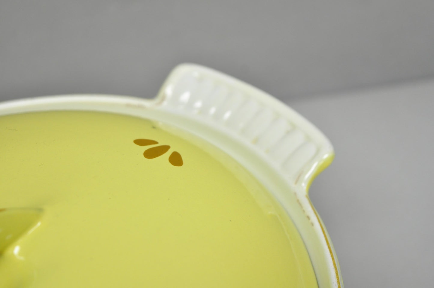 Vintage Dru Holland Yellow Tulip Enameled Cast Iron Dutch Oven Oval Pot