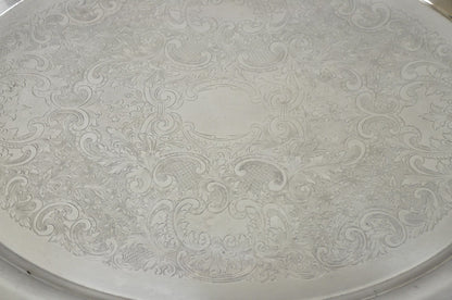 Vintage Poole 400 Lancaster Rose Silver Plated Bar Serving Platter Tray on Feet